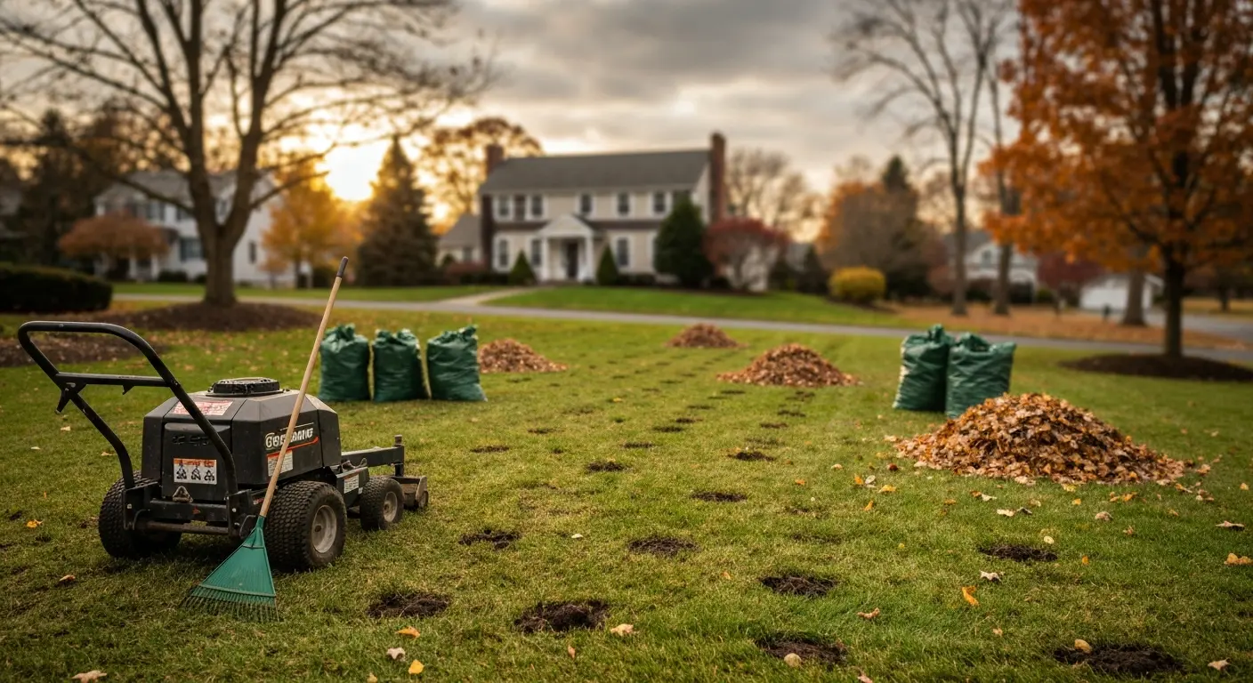 Fall leaf cleanup and aeration