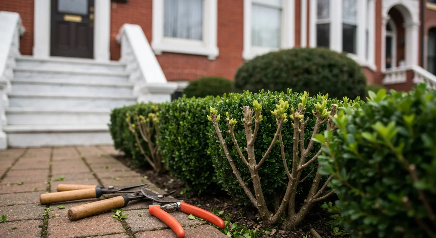 Professional pruning services for Baltimore rowhouse shrubs