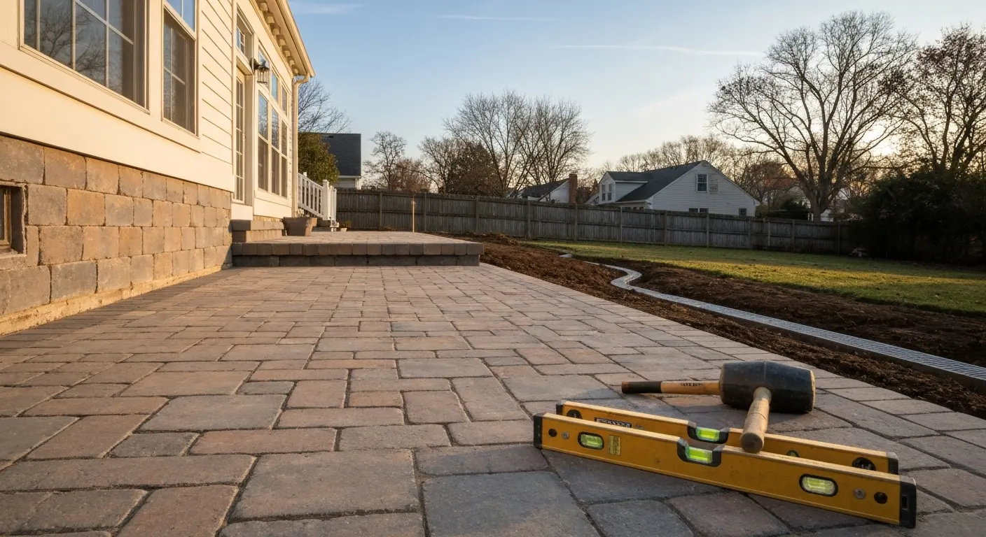 Stone patio installation