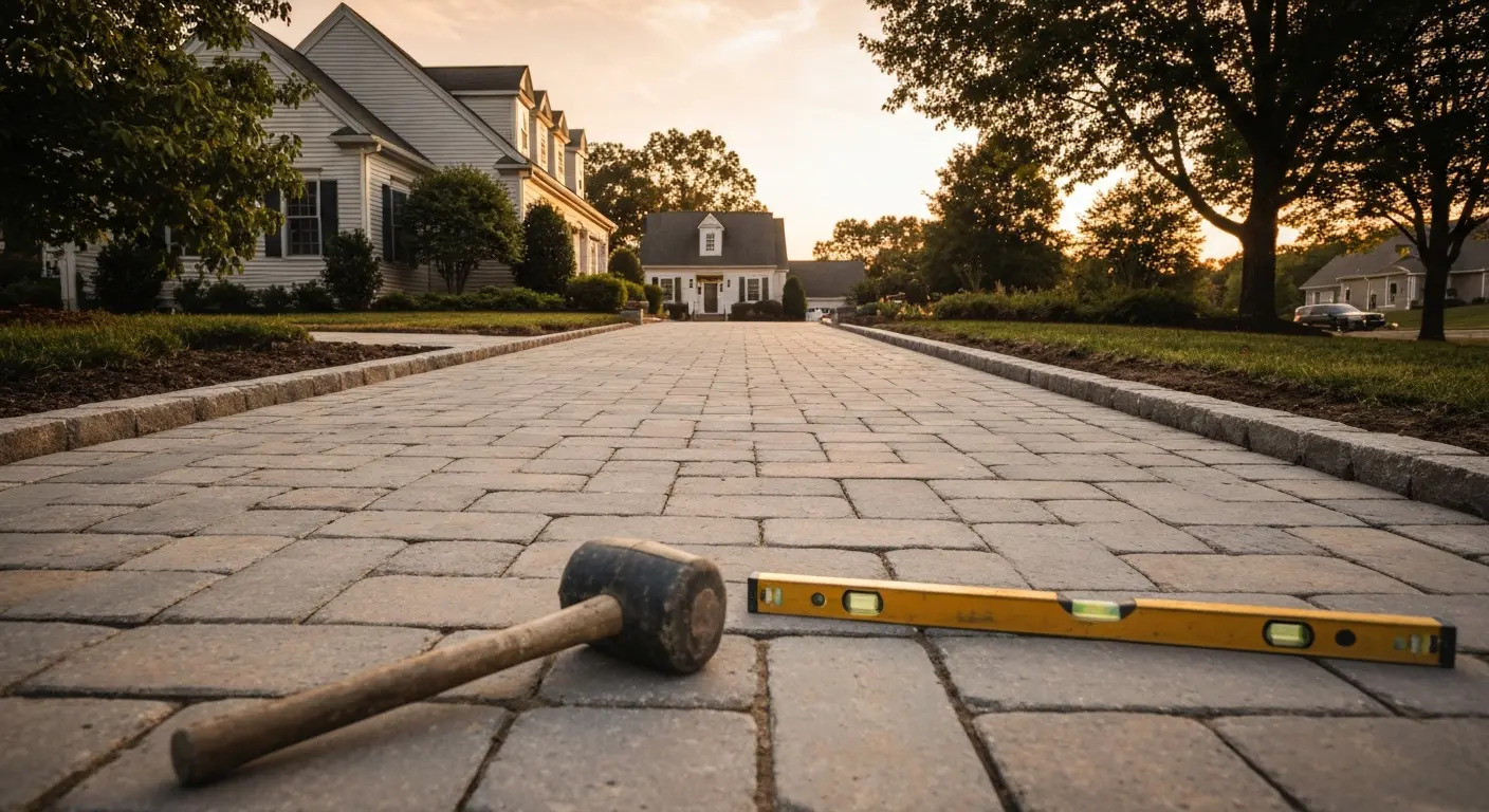 Stone driveway installation