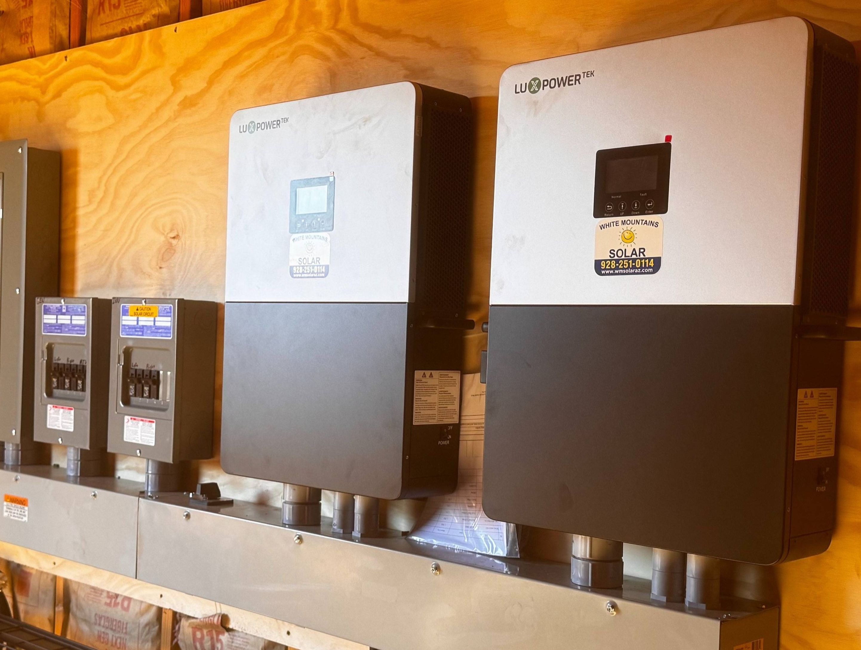 White Mountains Solar prebuilt hybrid inverter and battery kit ready for installation