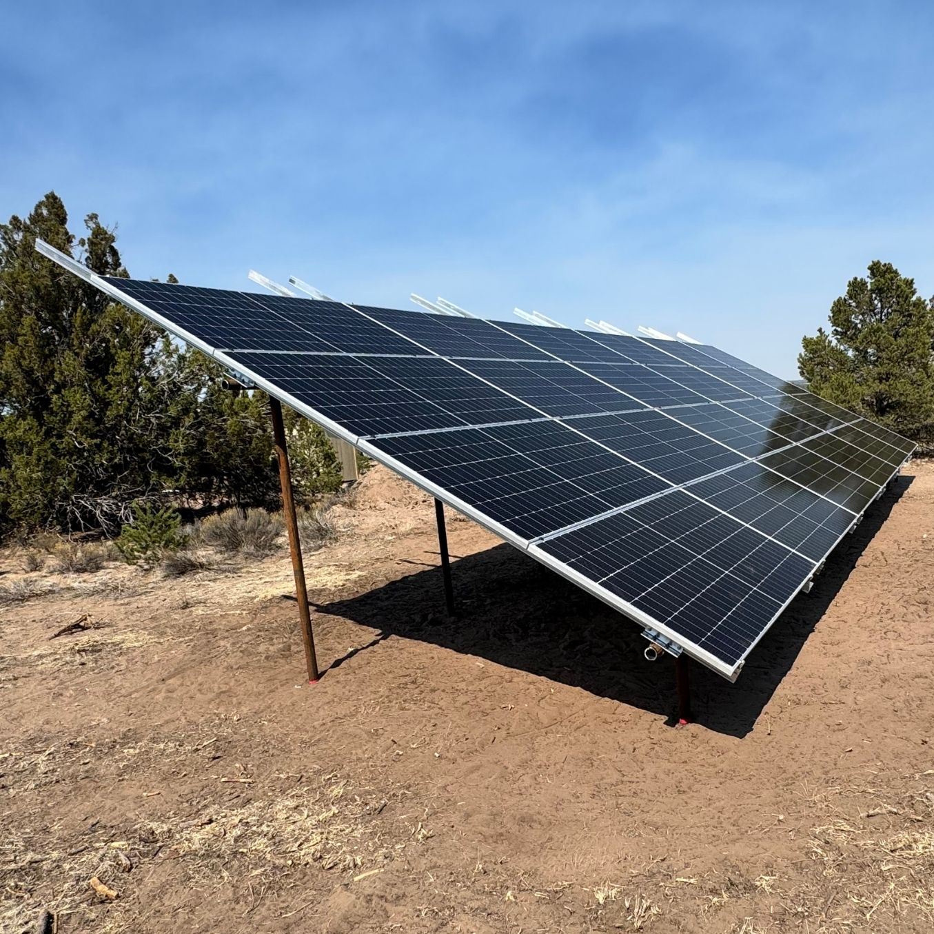 Ground-mounted EG4 solar panel array Show Low Arizona White Mountains Solar