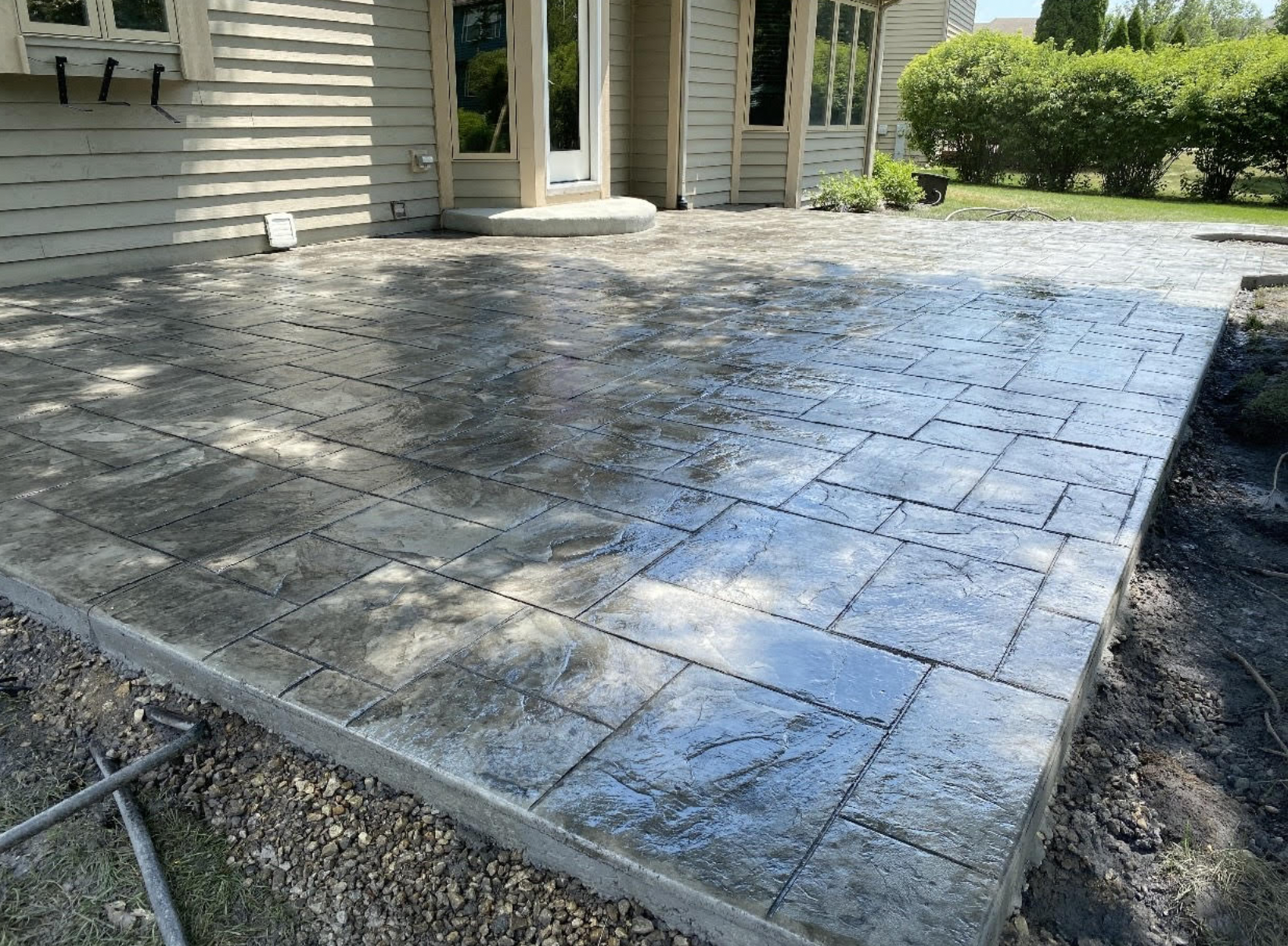 stamped concrete patio finish by Naperville Concrete