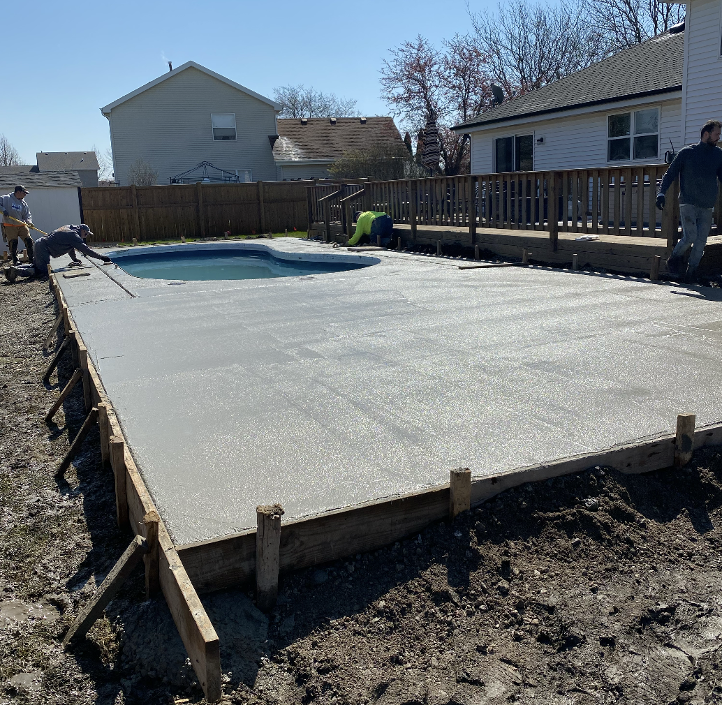 Concrete pool deck construction, Naperville