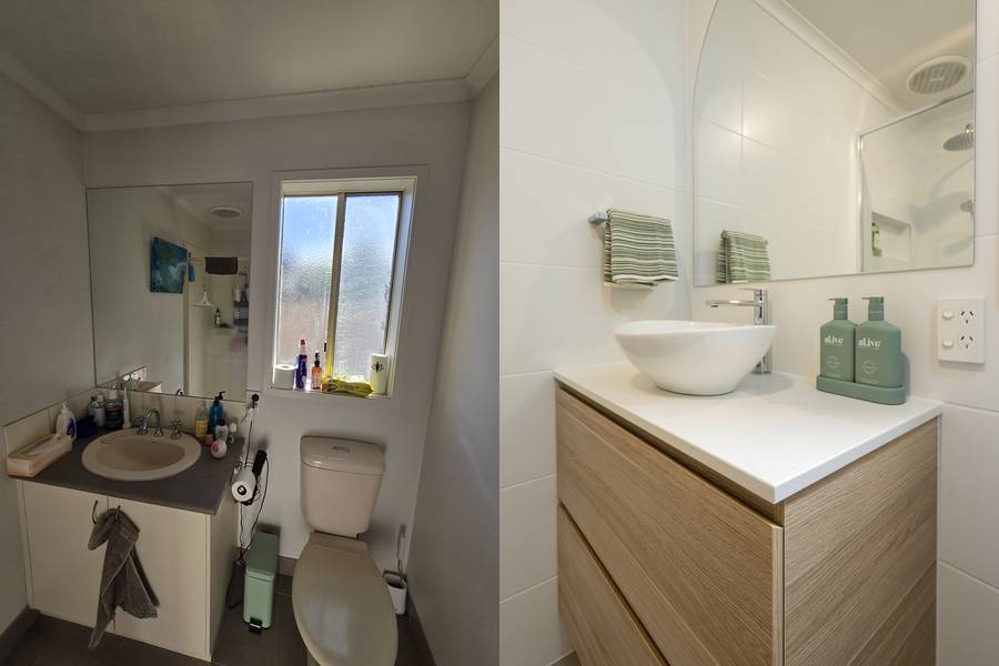 Bathroom before and after renovation by O'Neill