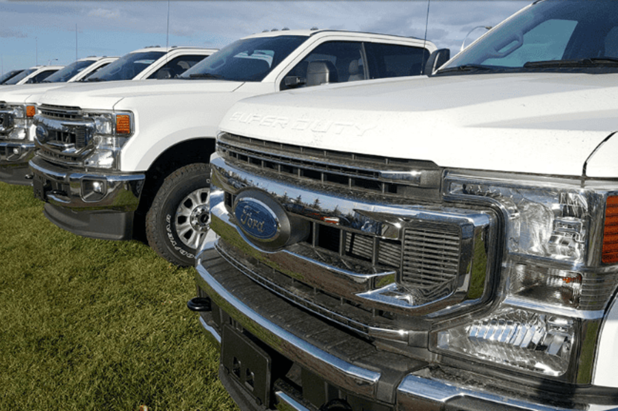 Fleet service for a commercial work van in an Edmonton auto repair shop