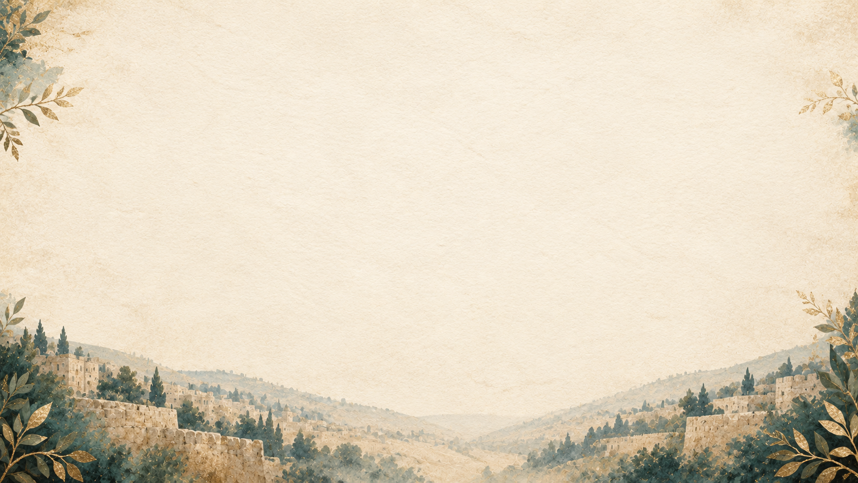Illustrated Jerusalem skyline beneath a warm ivory sky