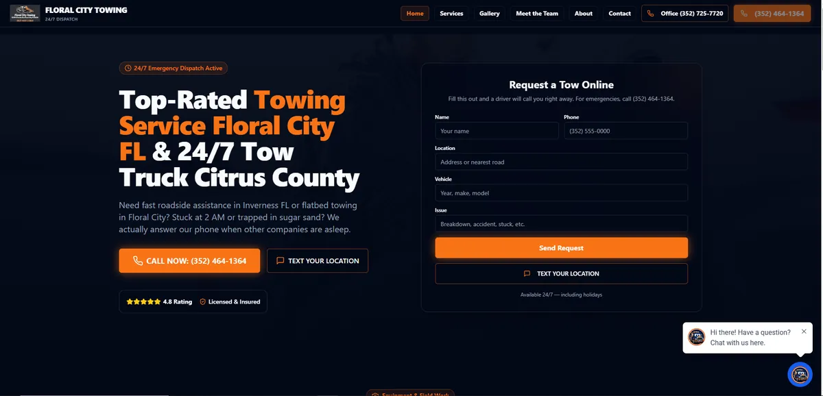 Floral City Towing & Storage website and system preview