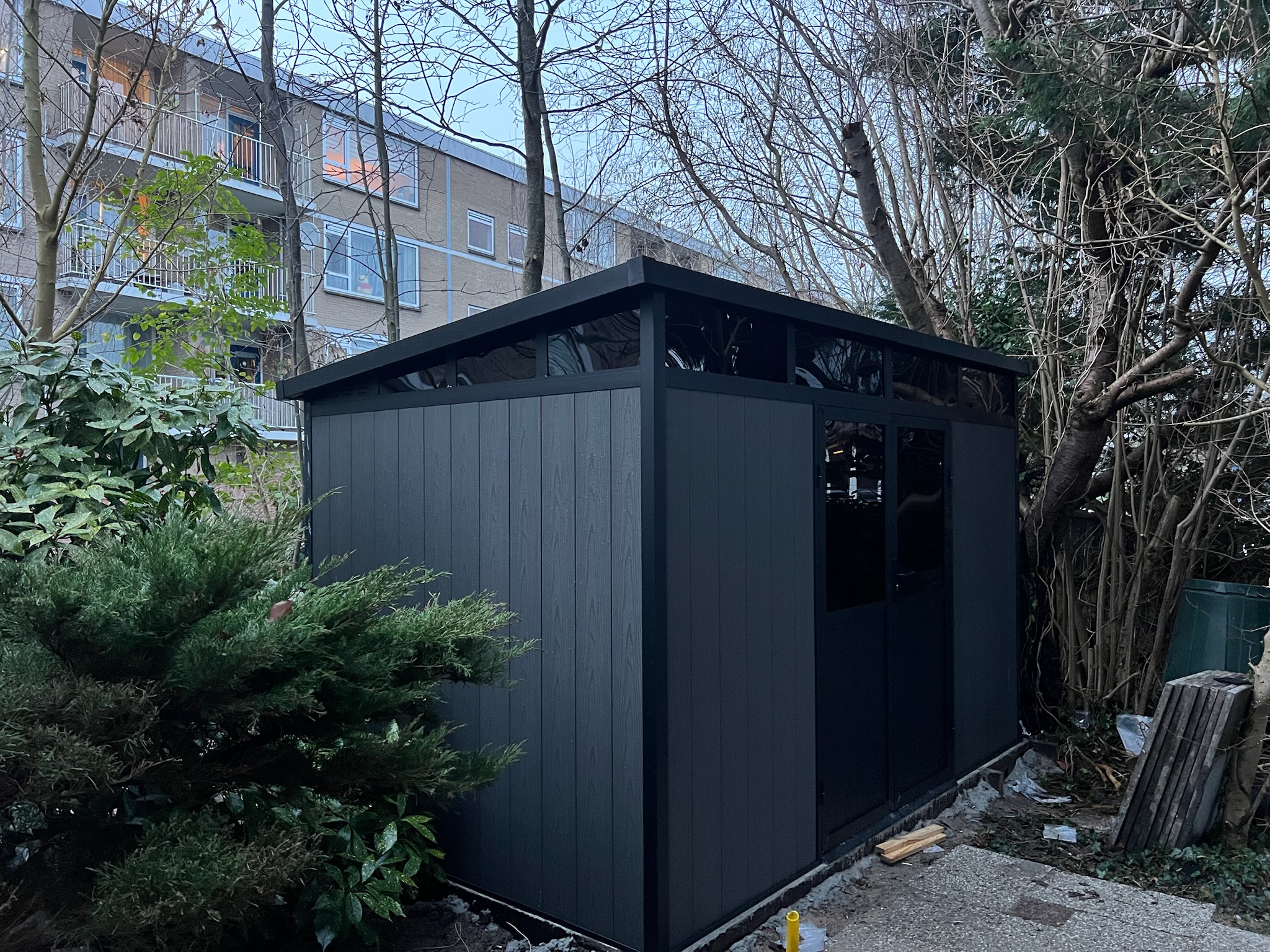 Tuinhuis montage portfolio Droomstek, vakwerk op locatie in Nederland