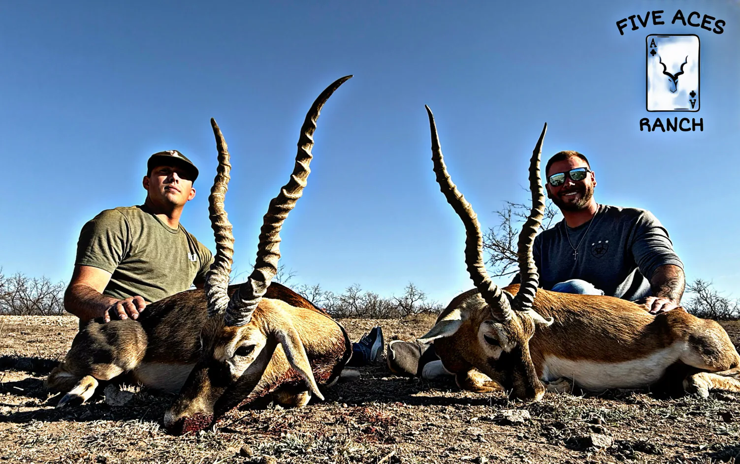 Hunter with trophy blackbuck harvested at Five Aces Ranch in Millersview, TX.
