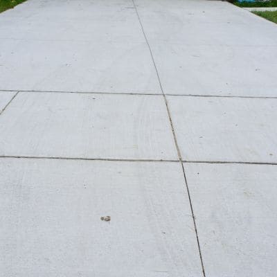 Freshly finished concrete driveway