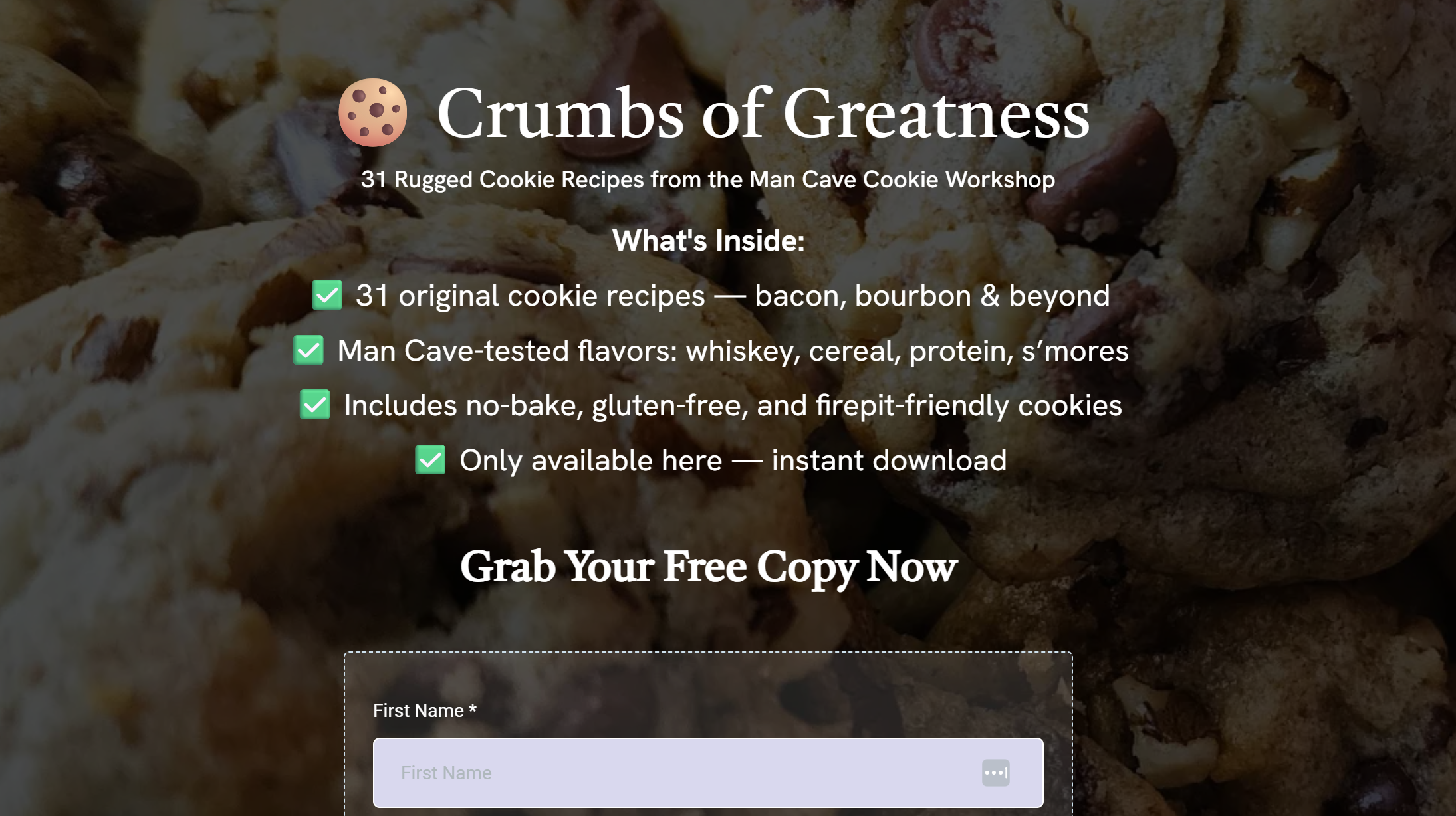 Crumbs of Greatness &mdash; Free Cookie Recipe Book from Man Cave Cookies