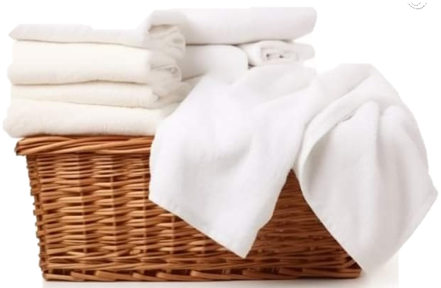 Laundry basket with freshly folded towels