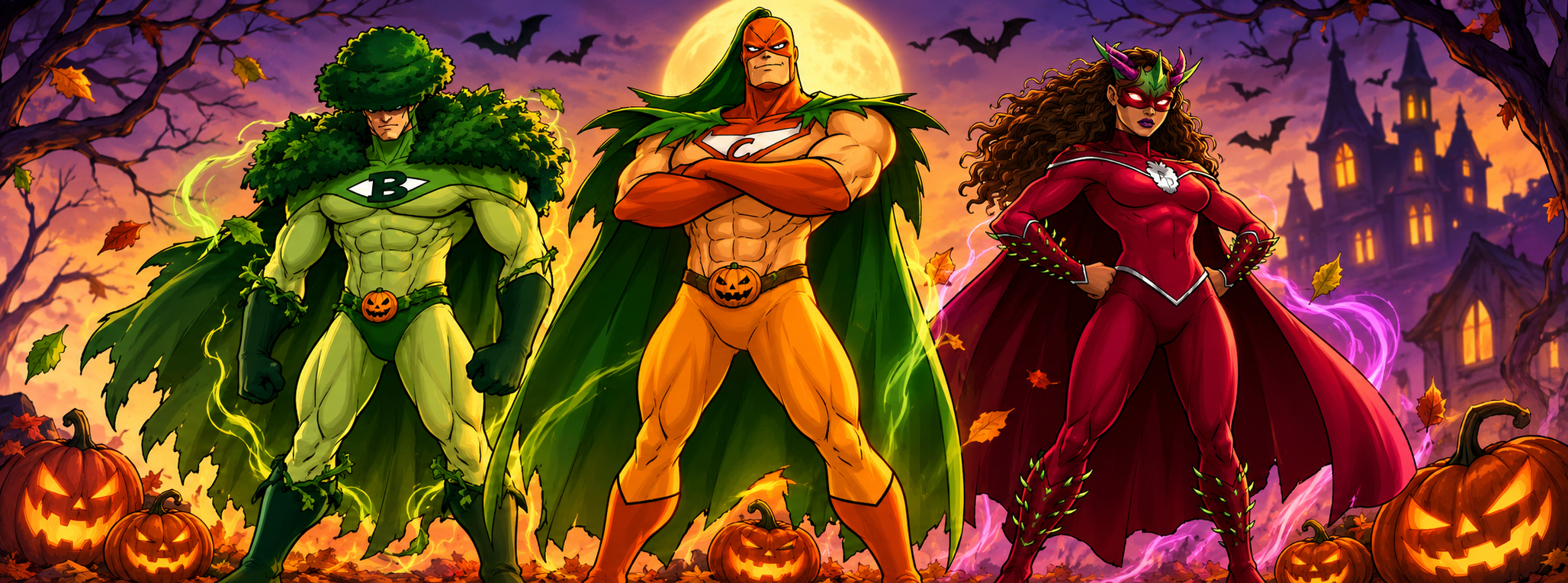 Healthy Hero characters in Halloween costumes