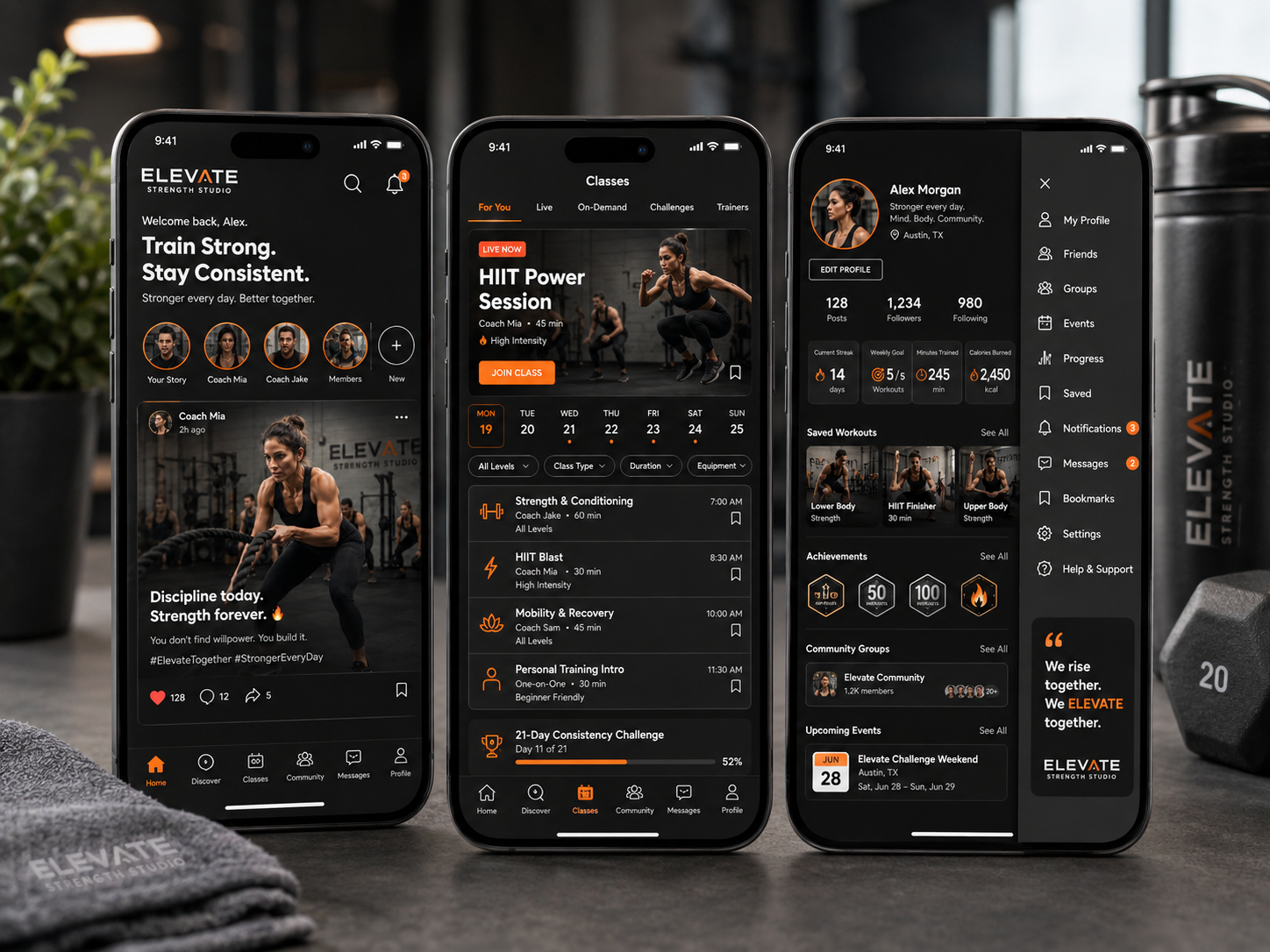 Fitness community app dashboard