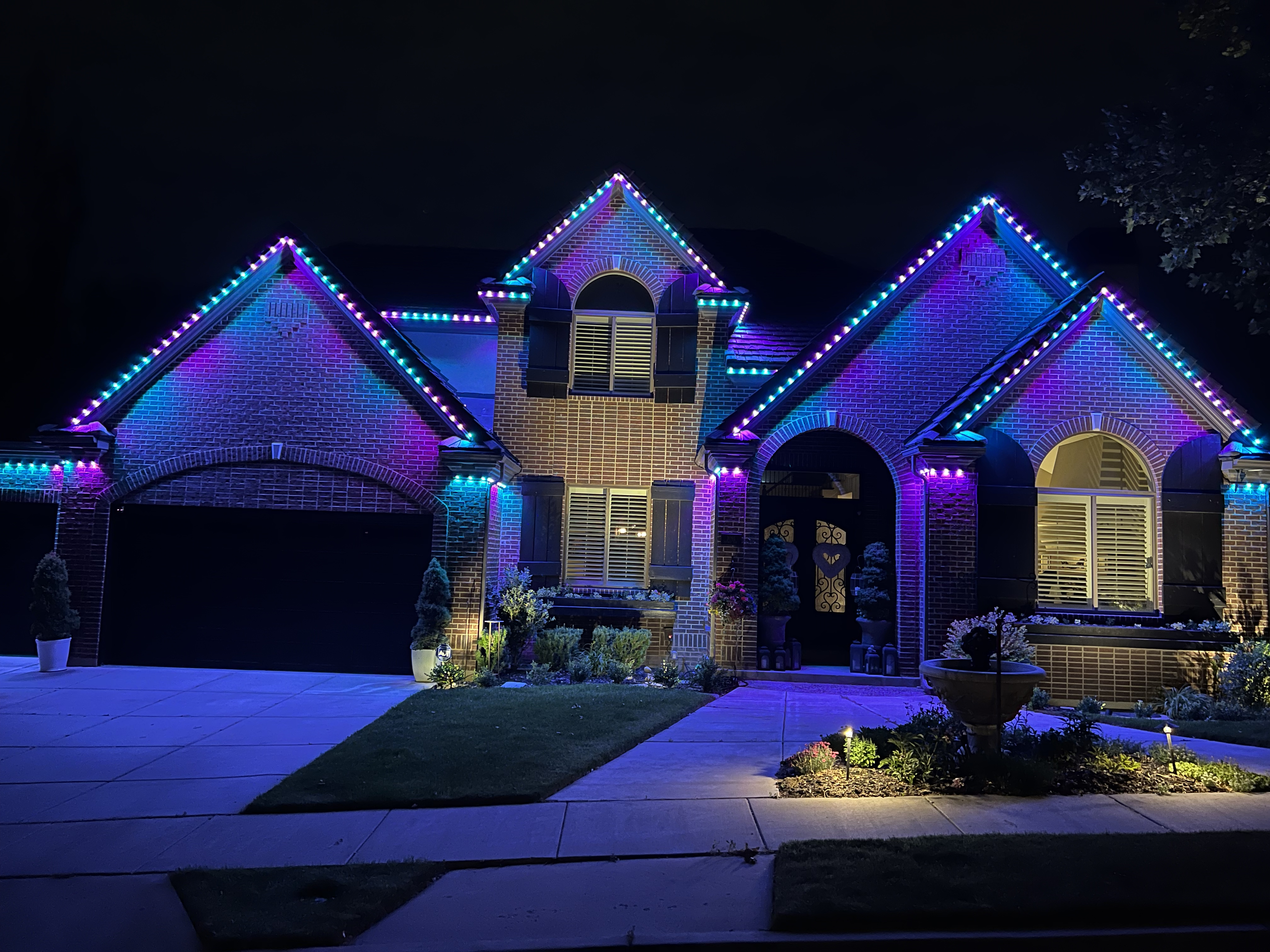 Home lit at dusk