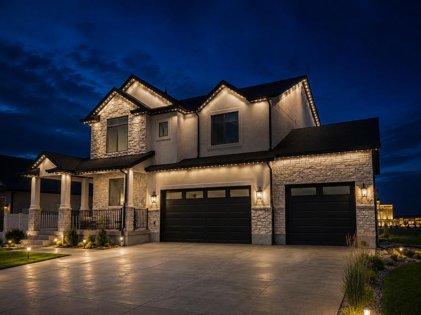 Home lit at night