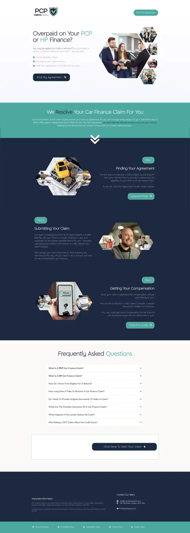 PCP Claims Insurance Agent Funnel full-page funnel preview
