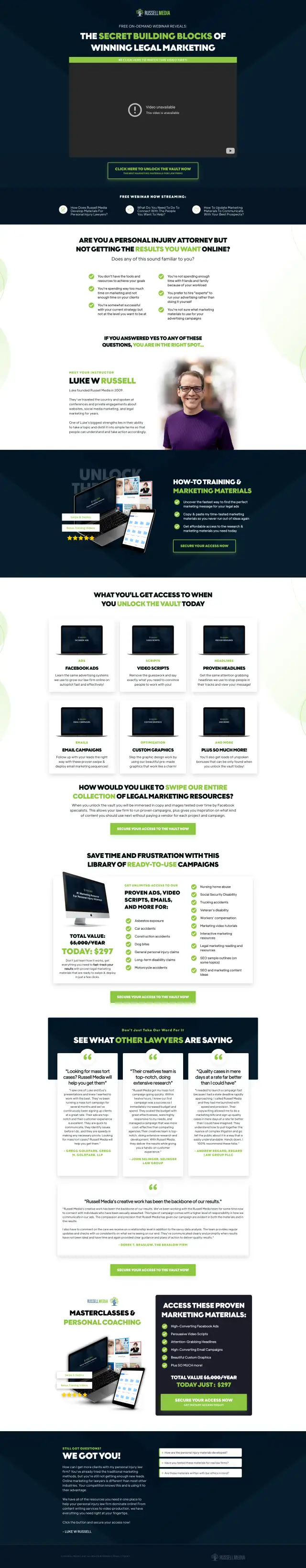 Unlock The Vault Coaching Course Funnel full-page funnel preview