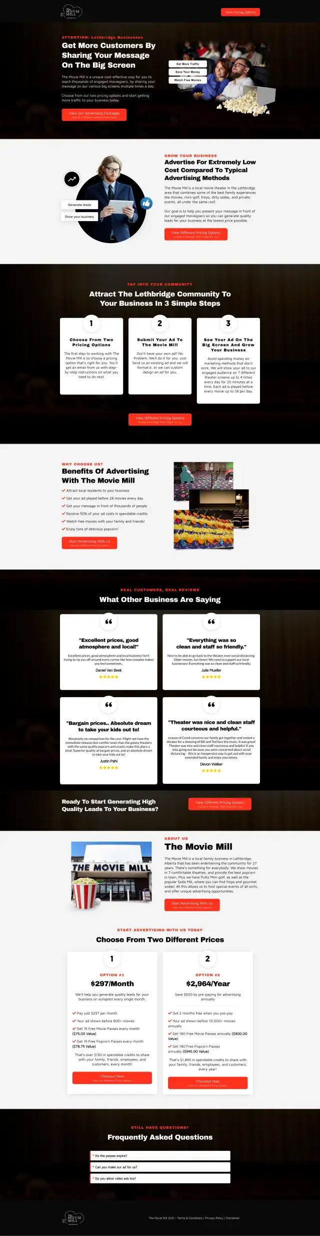Movie Mill Cinema Ticket Funnel full-page funnel preview