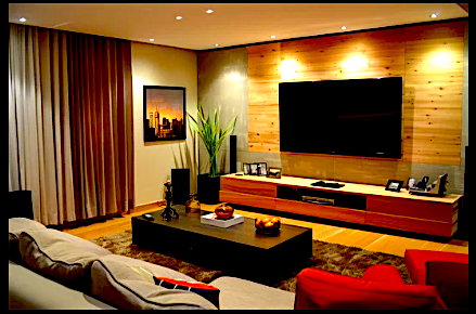 TV mounted in living room