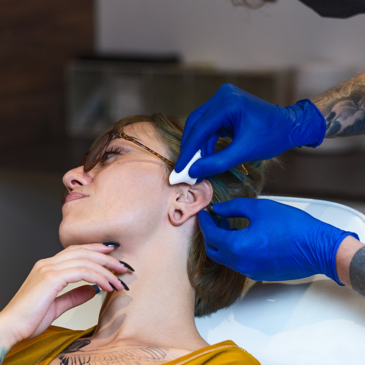 Close-up of body piercing jewellery