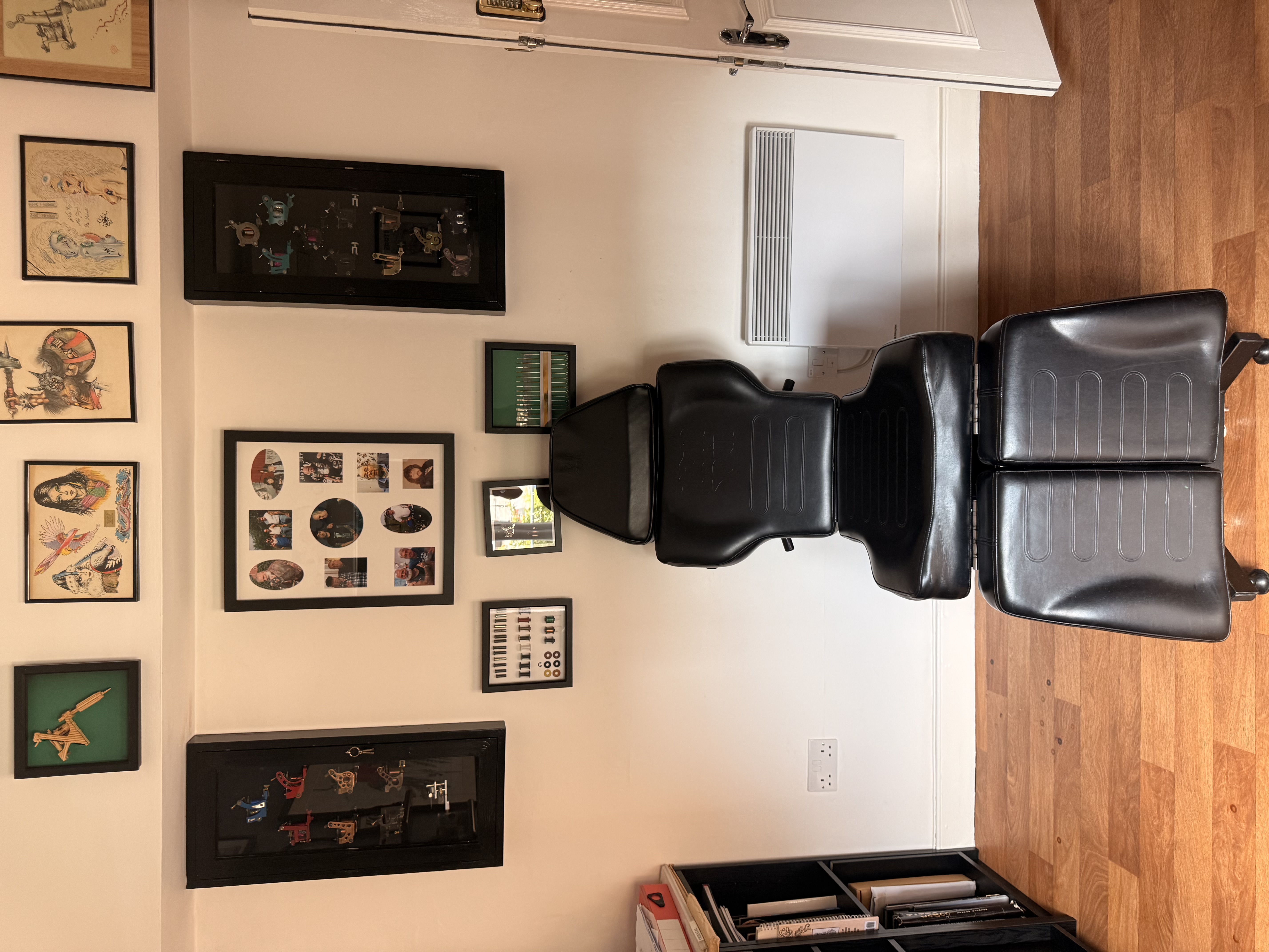 Treatment chair inside a private tattoo room
