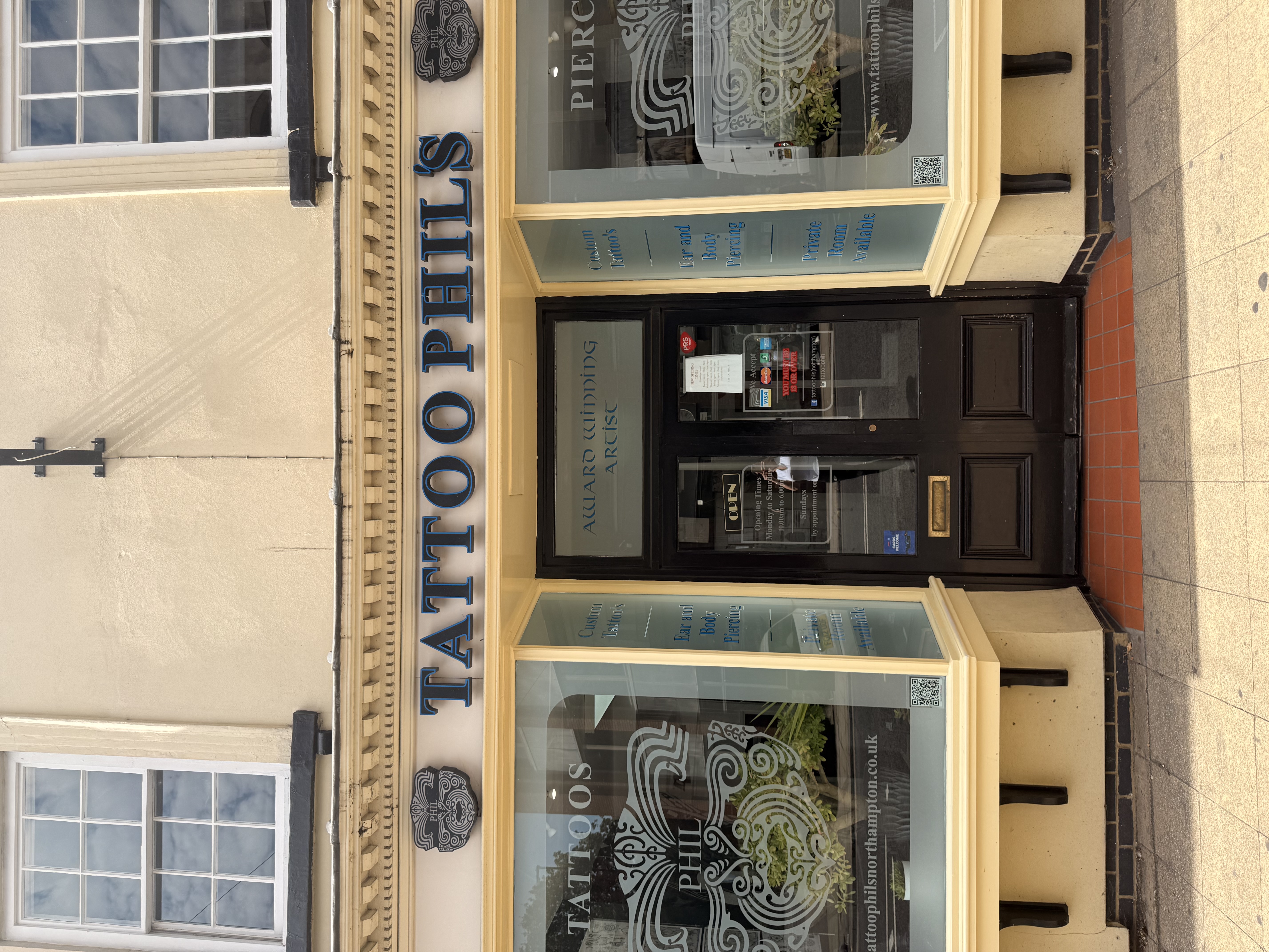 Tattoo Phil's shopfront on Bridge Street in Northampton