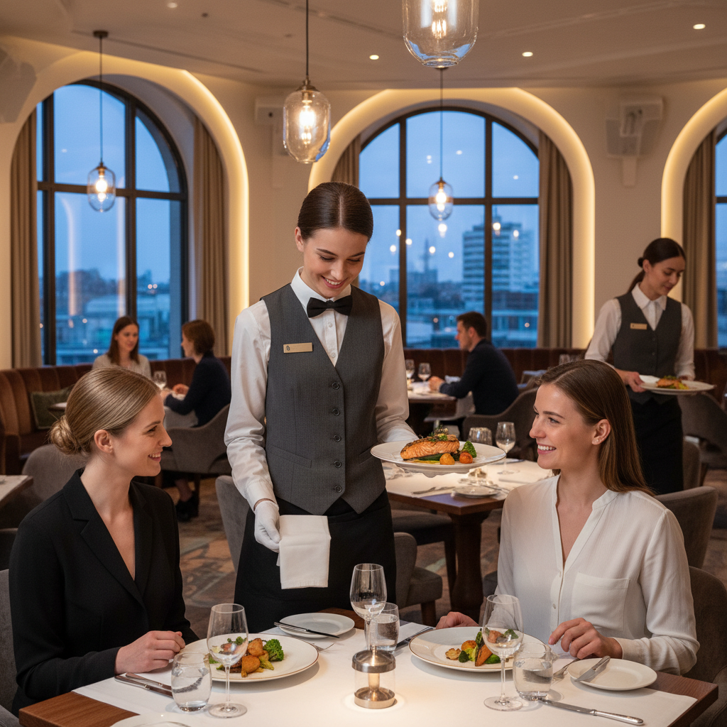 Restaurant team serving guests