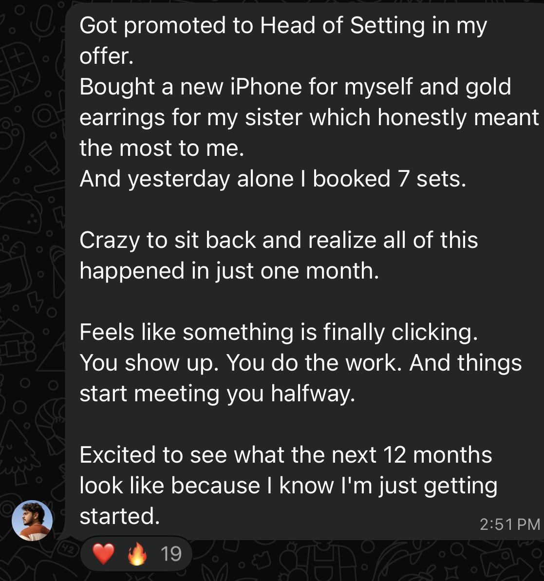 Sales.io student win, five-figure month