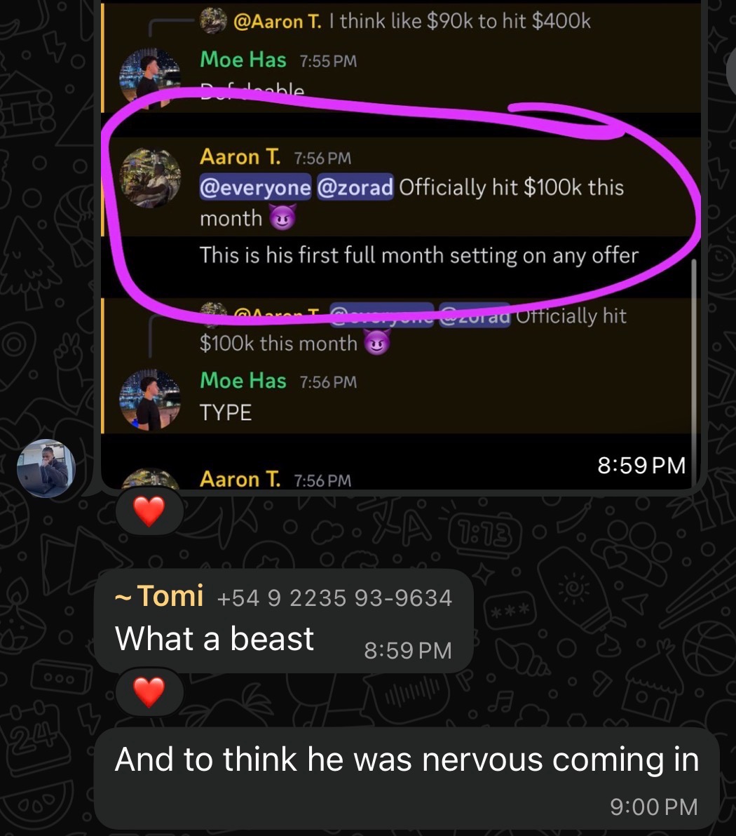 Sales.io student win, commission screenshot