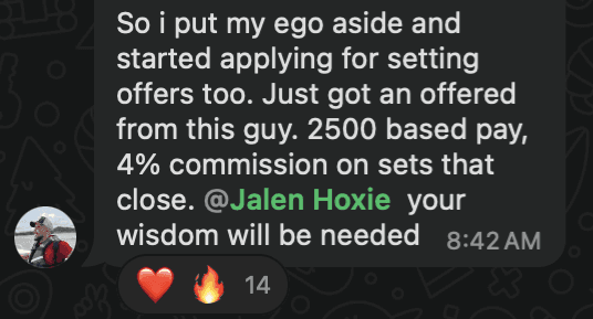 Sales.io student win, payment confirmation screenshot