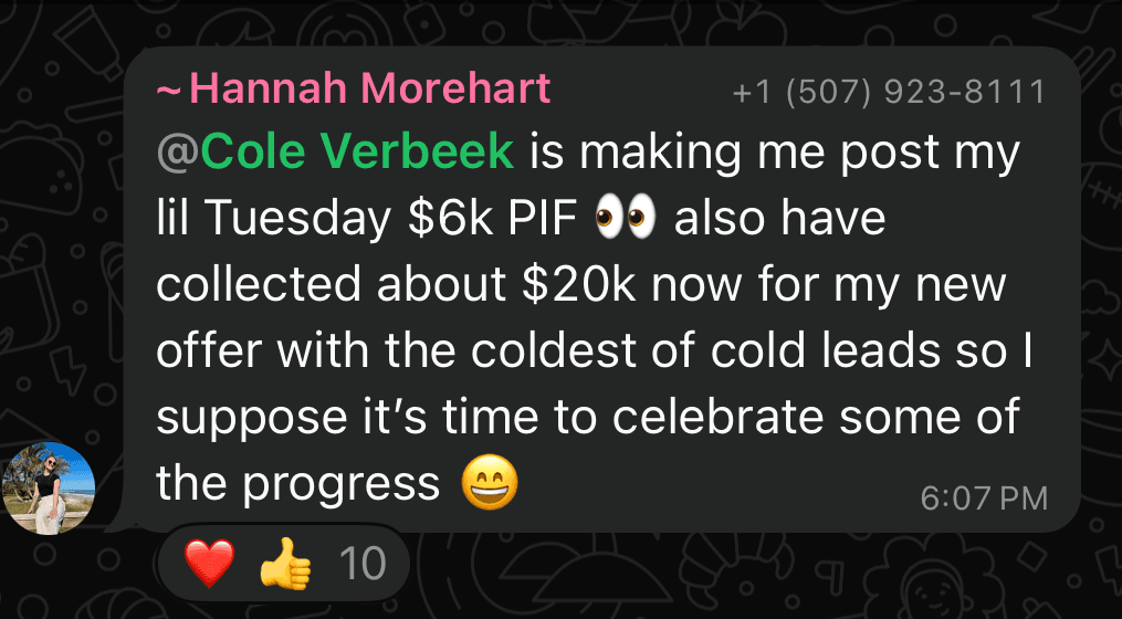 Sales.io student win, five-figure month