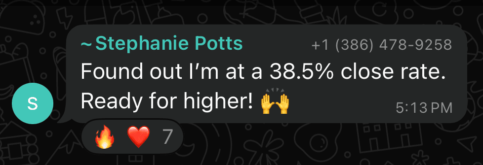 Sales.io student win, closed deal screenshot