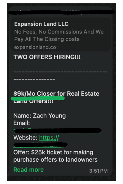 Sales.io student win, commission screenshot