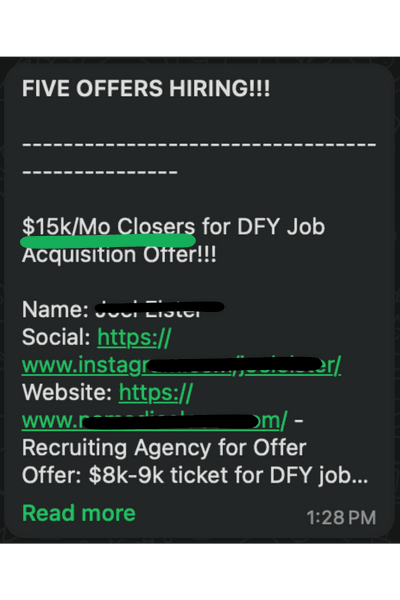 Sales.io student win, monthly close screenshot