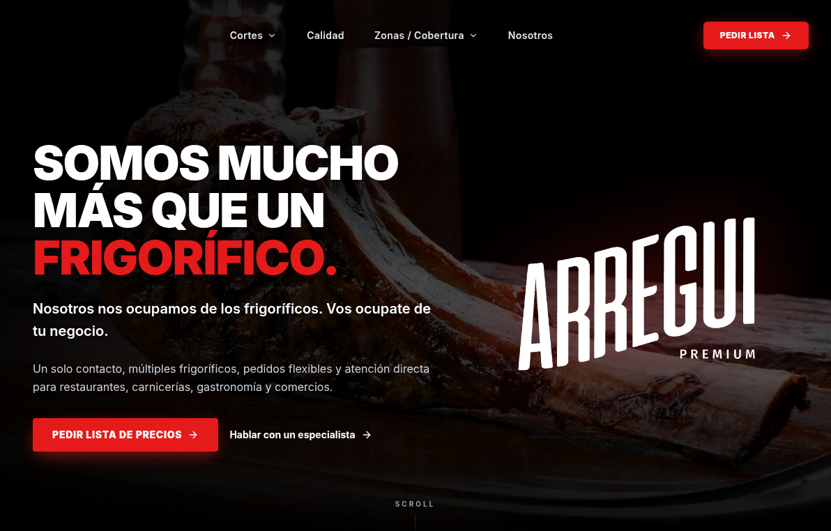 Arregui Premium — Distribución de carne · CABA y Zona Norte