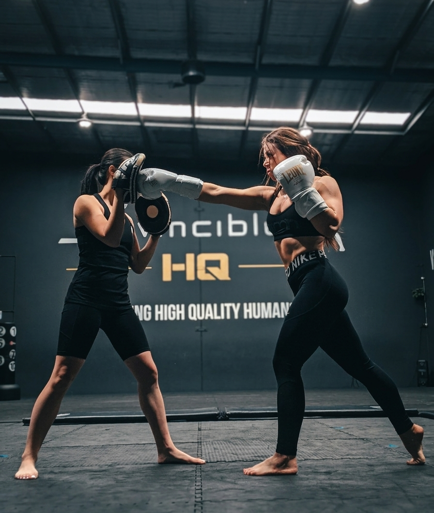 Adult kickboxing training at Invincible HQ in Wetherill Park Sydney