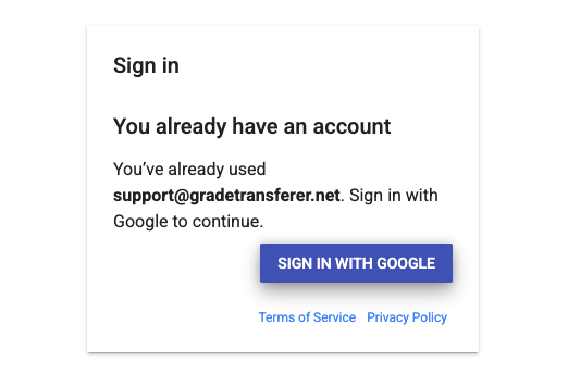 You already have an account message