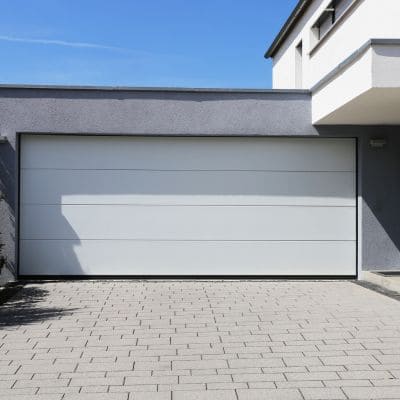 Minimalistic white garage door