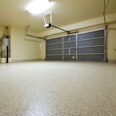 Newly installed modern garage door in a sleek residential garage