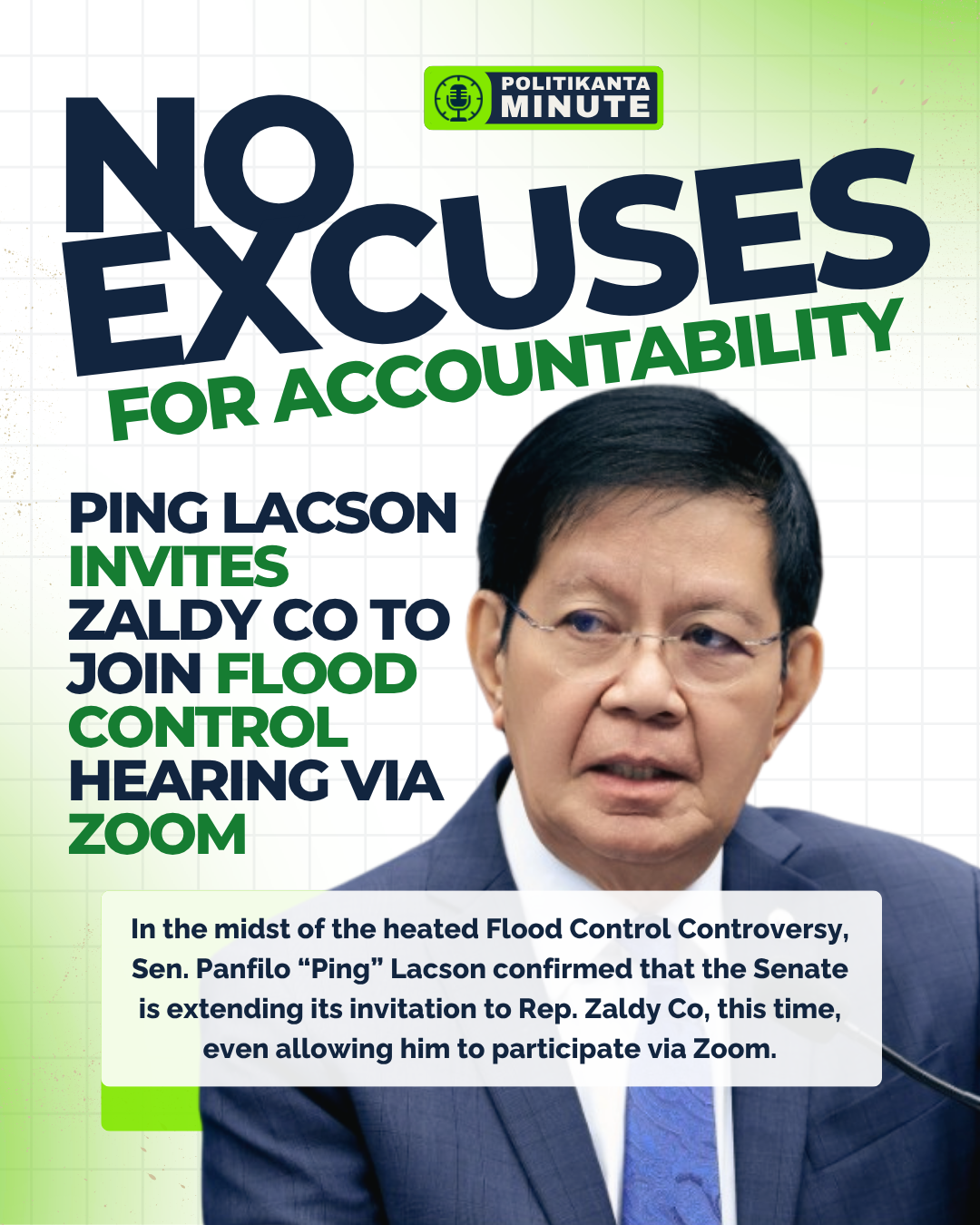Ping Lacson Invites Zaldy Co to Join Flood Control Hearing via Zoom: “No Excuses for Accountability”