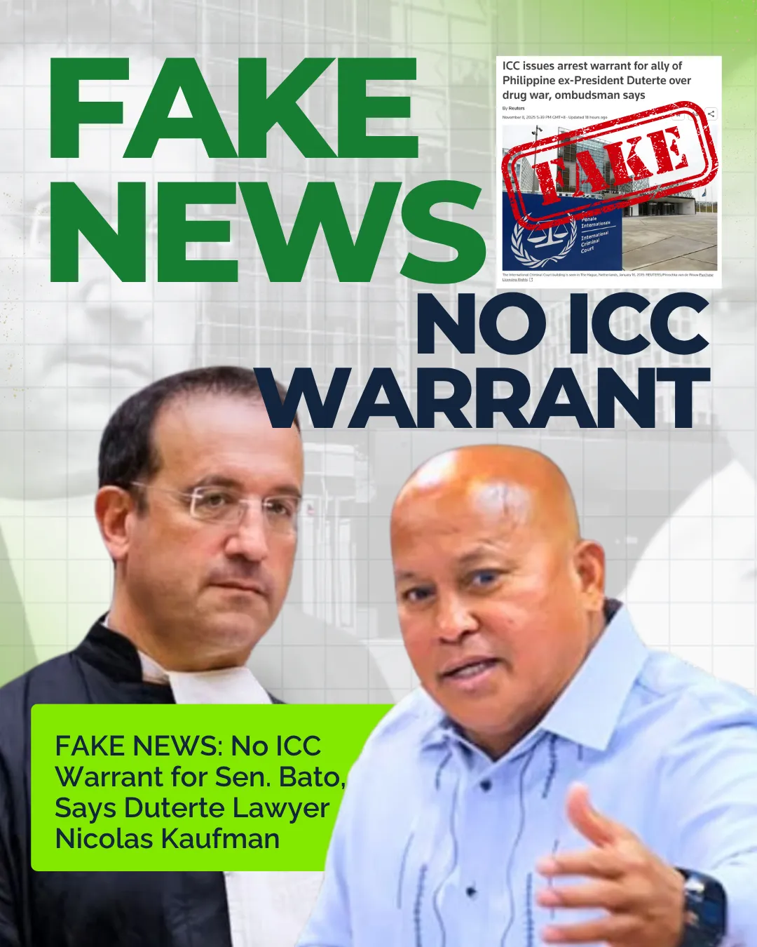 FAKE NEWS: No ICC Warrant for Sen. Bato, Says Duterte Lawyer Nicolas Kaufman