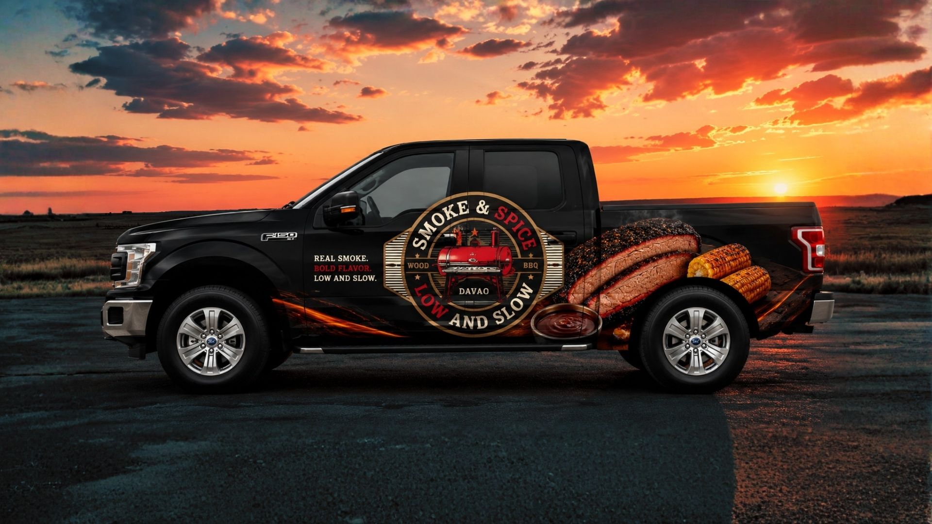 Smoke and Spice Car wrap design