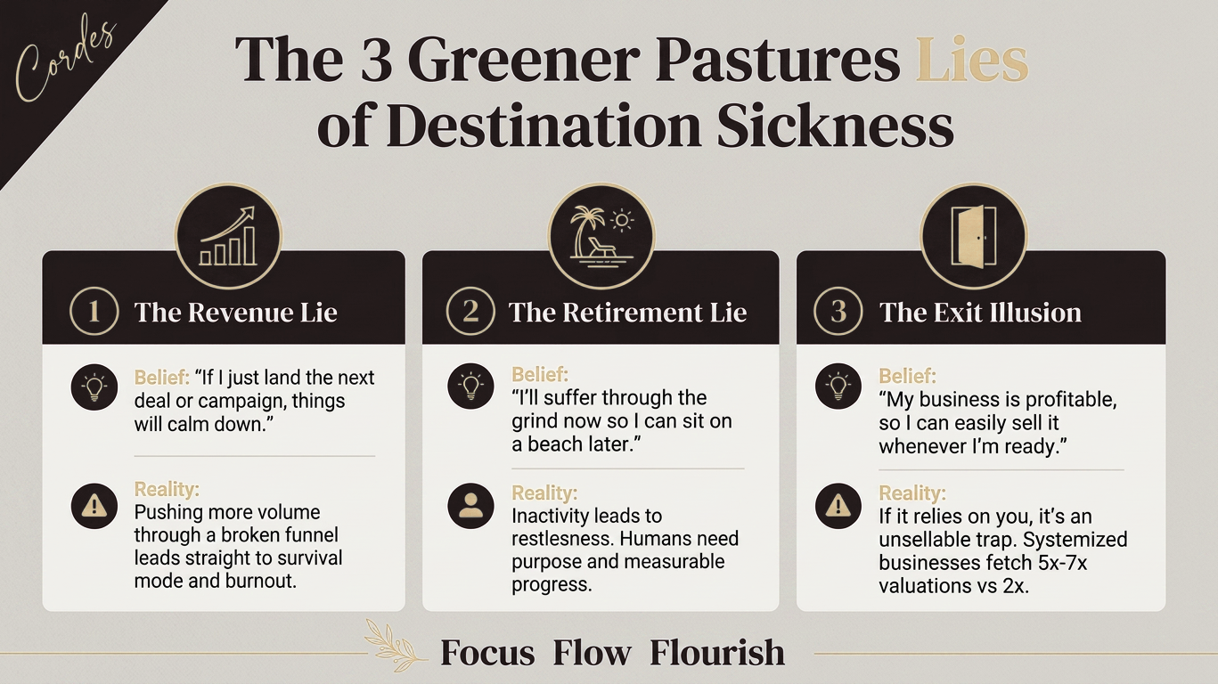 Table showing the three green pastures lies, just to visualize text from the article. Table showing the three green pastures lies, just to visualize text from the article.
