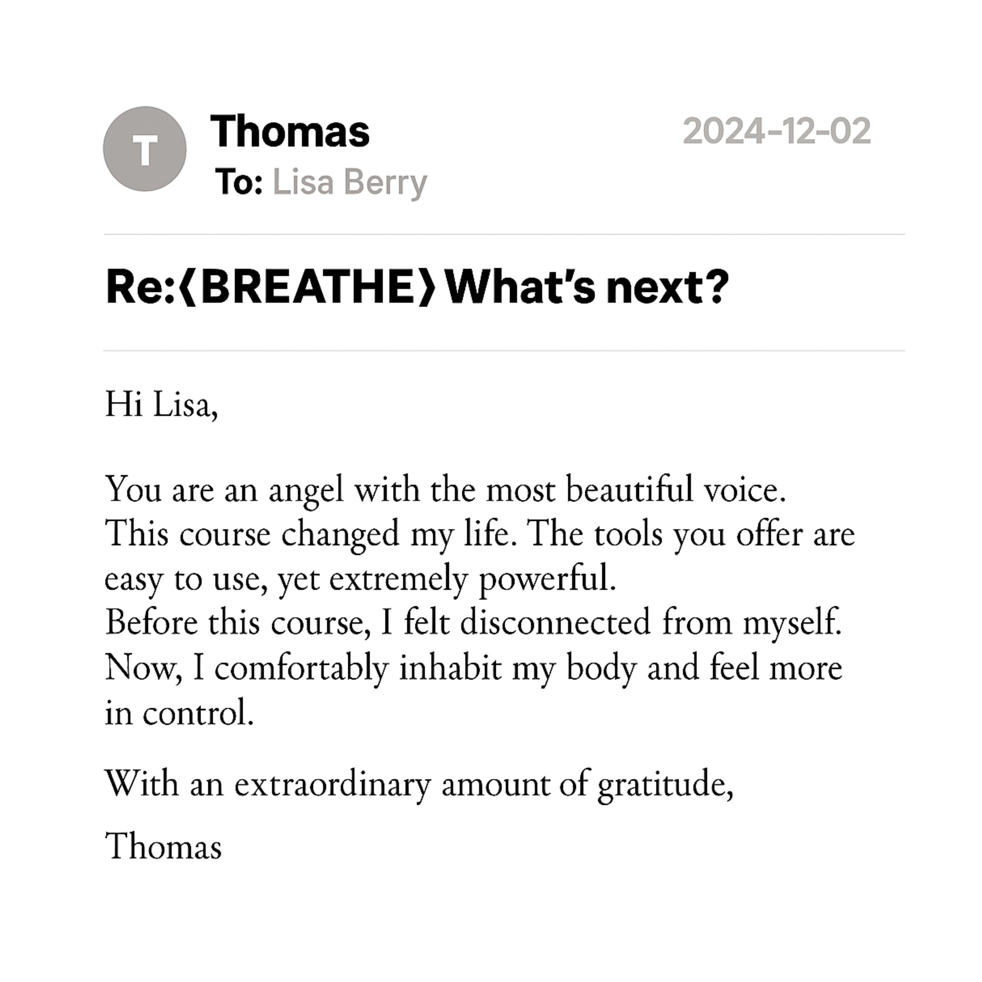 Email from Thomas