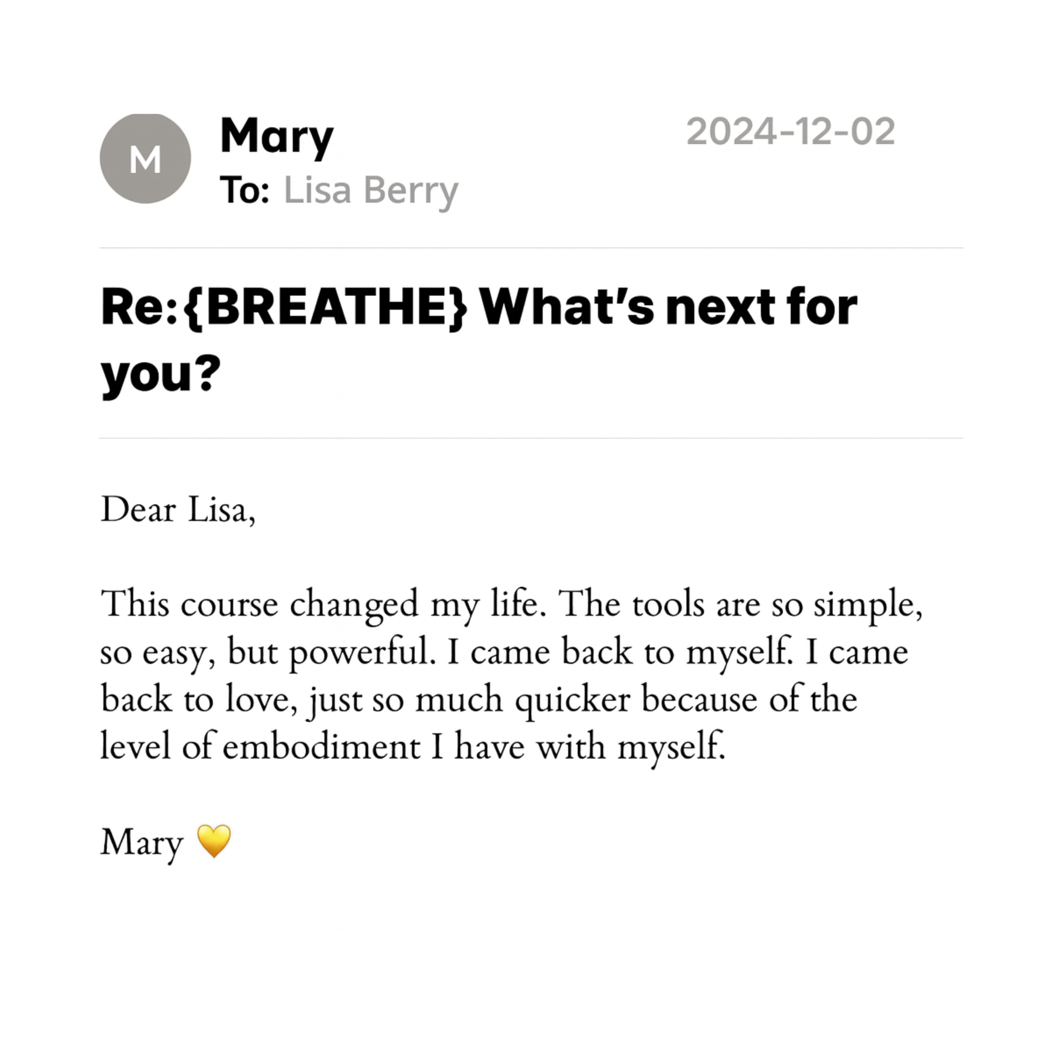 Email from Mary