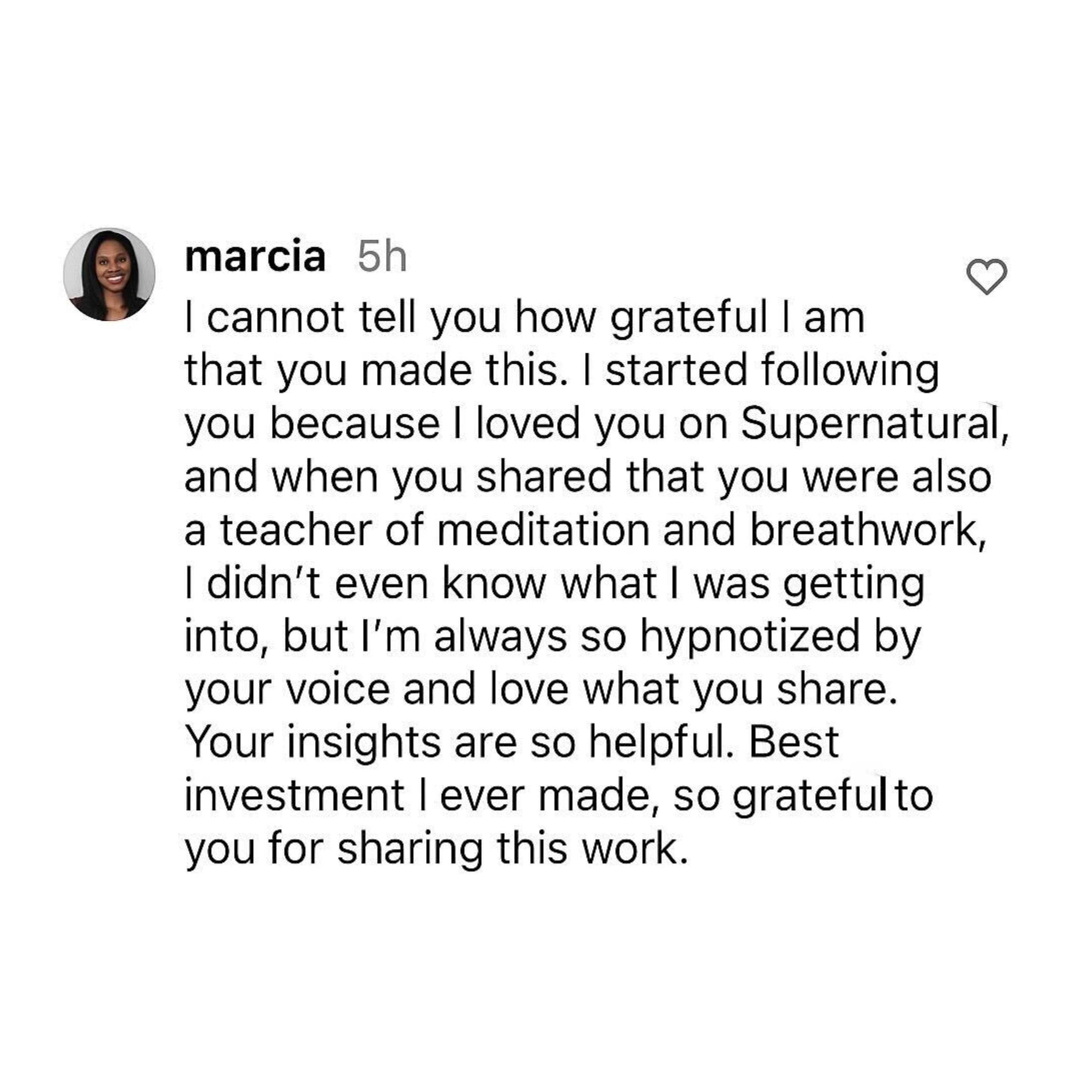 Instagram message from Marcia