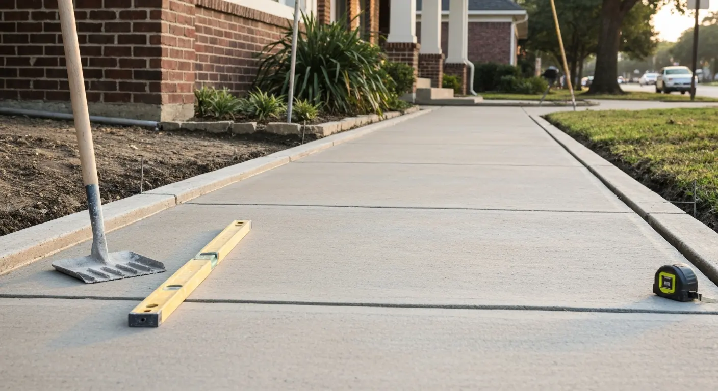 Concrete sidewalk construction