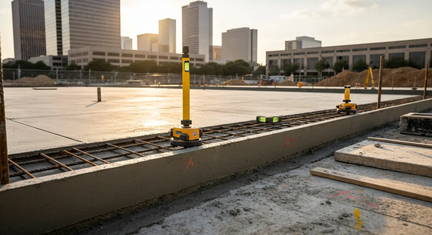 Commercial concrete foundation in downtown Houston